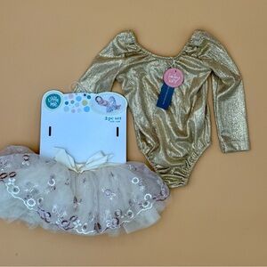 Little Me Sparkling Gold and White Dance Costume, NWT, ships next day .